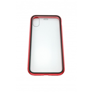 Husa de protectie Magnetic 360, Folie sticla inclusa, pentru Apple iPhone X, Rosu - Img 2