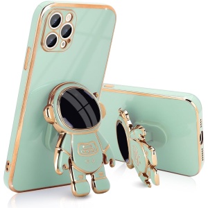 Husa de Protectie TPU 2in1, Flippy, pentru Apple iPhone 14 Pro Max, Astronaut cu Suport, Antisoc, Rezistenta la Impact, Protectie Camera, Verde