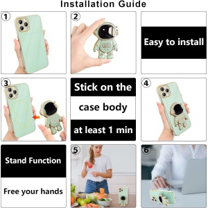 Husa de Protectie TPU 2in1, Flippy, pentru Apple iPhone 15 Pro Max, Astronaut cu Suport, Antisoc, Rezistenta la Impact, Protectie Camera, Verde - Img 2