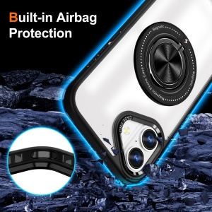 Husa de Protectie TPU, Flippy, pentru iPhone 16 Plus, Anticadere, cu Incarcare Wireless, Tehnologie Magsafe, Inel Magnetic Rotativ cu Functie de Suport, Transparent-Negru - Img 3
