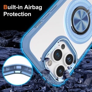 Husa de Protectie TPU, Flippy, pentru iPhone 16 Pro Max, Anticadere, cu Incarcare Wireless, Tehnologie Magsafe, Inel Magnetic Rotativ cu Functie de Suport, Transparent-Albastru Deschis - Img 2