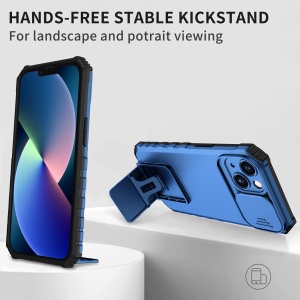 Husa Defender cu Stand pentru Samsung Galaxy S21 FE, Albastru, Suport reglabil, Antisoc, Protectie glisanta pentru camera, Flippy - Img 7