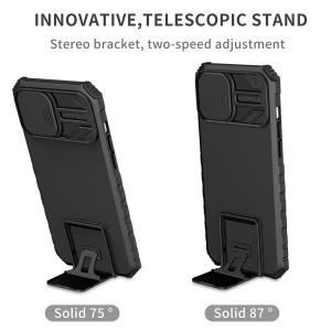Husa Defender cu Stand pentru Samsung Galaxy S22 Plus, Negru, Suport reglabil, Antisoc, Protectie glisanta pentru camera, Flippy - Img 4