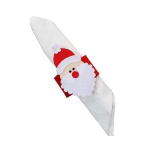 Husa deocarativa festiva pentru servetele si tacamuri, tema Mos Craciun, material textil si poliester, 5.5 x 10 cm, rosu - Img 7