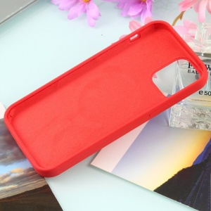 Husa MagSafe liquid large hole magnetic shell pentru Apple iPhone 14 Pro, Full Cover, Liquid Silicone, Magnetica, Incarcare Wireless, Flippy, Rosu - Img 5