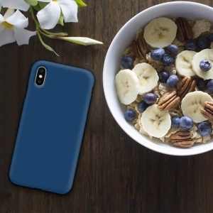 Husa protectie compatibila cu Apple iPhone XS Liquid Silicone Case Albastru inchis - Img 6