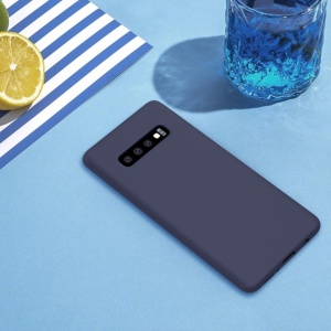 Husa protectie compatibila cu Samsung S10 Plus Liquid Silicone Case Albastru inchis - Img 7