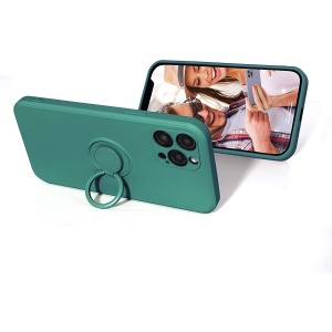 Husa protectie Flippy compatibila cu Apple iPhone 12 Pro Max Liquid Silicone Ring cu suport rotativ Verde - Img 8