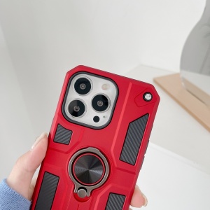 Husa protectie Flippy compatibila cu Apple iPhone 13 Defender Model 5 cu suport prindere inel,Rosu - Img 4