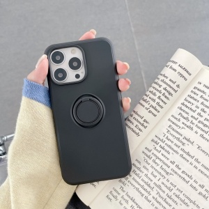 Husa protectie Flippy compatibila cu Huawei P Smart 2021 Liquid Silicone Ring cu suport rotativ Negru - Img 2