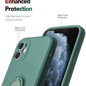 Husa protectie Flippy compatibila cu Samsung A21S Liquid Silicone Ring cu suport rotativ Verde - Img 2
