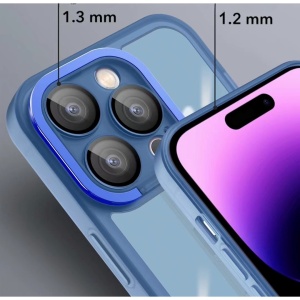 Husa protectie Flippy pentru Apple iPhone 12 Pro Electroplated cu suport pentru camera, 1.5 mm grosime, protectie camera, Albastru - Img 2