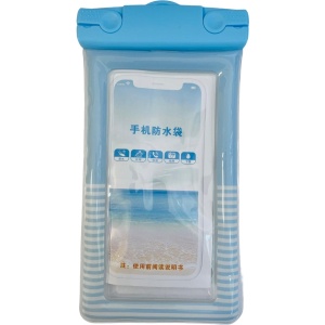 Husa subacvatica Cushion Waterproof Flippy, Snowproof, Universala, Dungata, cu Snur, pentru telefon sau documente, Bleu - Img 1