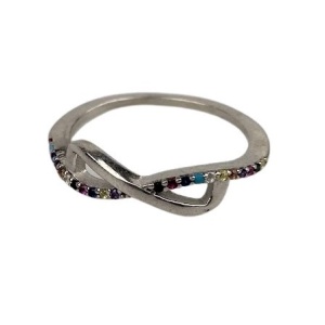 Inel Argint 925, Infinit Mare cu Zirconiu Colorat M 56 - Img 3