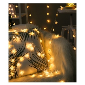 Instalatie Craciun cu baterii, 1.5 metri, 10 LED-uri tip Stea, fir Transparent, Alb Cald, Flippy - Img 3