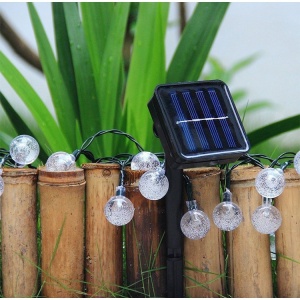 Instalatie Craciun, Tip Globuri de cristal, 30 Led-uri, 6.5 metri, Alb cald, Energie solara, Senzor de lumina, Flippy - Img 5