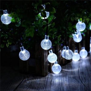 Instalatie Craciun, Tip Globuri de cristal, 30 Led-uri, 6.5 metri, Alb rece, Energie solara, Senzor de lumina, Flippy - Img 8