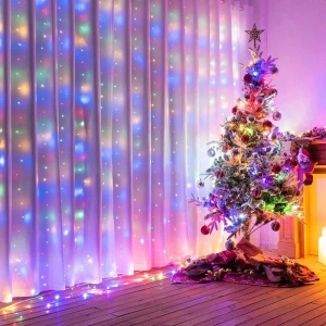 Instalatie Craciun, Tip Perdea IP44, 3m x 2m, 200 Led-uri, Multicolor, USB si telecomanda cu 8 functii, Flippy - Img 6