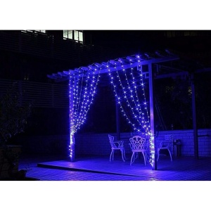 Instalatie Craciun, Tip Perdea, IP44, 6 m x 1 m, 360 LED-uri, Albastru, cu flash, Transformator cu telecomanda, Interconectabila, Prelungitor 3 m inclus, Fir transparent, Interior/ Exterior, Flippy - Img 10