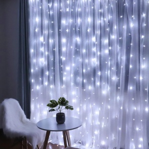 Instalatie Craciun, Tip Perdea, IP44, 6 m x 2 m, 720 LED-uri, Alb rece, cu flash, Transformator, Interconectabila, Prelungitor 5 m inclus, Fir transparent, Interior/ Exterior, Flippy - Img 8