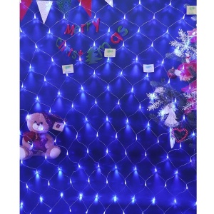 Instalatie Craciun, Tip Plasa, 6 m x 2 m, 480 LED-uri, Albastru, 8 jocuri de lumini, Transformator cu telecomanda, Interconectabila, Prelungitor 3 m inclus, Fir transparent, Flippy - Img 5