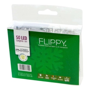 Instalatie de Craciun cu Baterii Tip Liniar, 2 jocuri de lumini, Fir Transparent 5 m 50 LED -uri, Alb Cald - Img 4