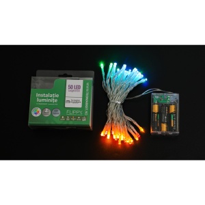 Instalatie de Craciun cu Baterii Tip Liniar, 2 jocuri de lumini, Fir Transparent 5 m 50 LED -uri, Multicolor - Img 10