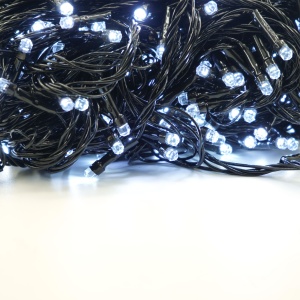 Instalatie de Craciun liniara Yoto, 24 m, din care 1 m cablu priza 220V, 300 LED, 8 jocuri de lumini, beculet in 6 colturi, pentru interior, controler, fir negru, alb rece - Img 6