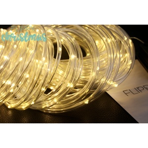 Instalatie luminoasa de Craciun tip furtun luminos, 300 LED-uri, 32 metri lungime, 8 programe, 2 metri prelungitor, sarma din cupru, incarcare solara, alb cald, Flippy - Img 6