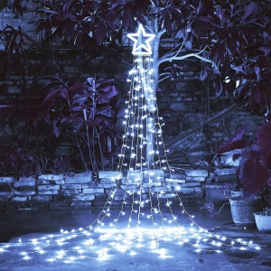 Instalatie Luminoasa Tip Perdea pentru Pomul de Craciun, cu Stea Luminoasa, 350 LED-uri, conectare la retea, pentru interior/exterior, lumina calda, Tree Dazzler - Img 3