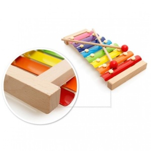 Instrument Muzical Xilofon Flippy, din Lemn, 8 Note Muzicale, 2 Bete de Percutie, 4-6 Ani, Multicolor - Img 2