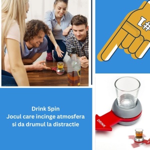 Joc de baut Drink Spin Flippy, 10.3 x 11.5 cm, Pahar de Shot din Sticla, gri - Img 2