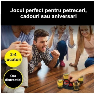 Joc de Baut Ruleta cu Pahare de Shot Flippy, 15 x 16.5 cm, Rosu/Negru - Img 2