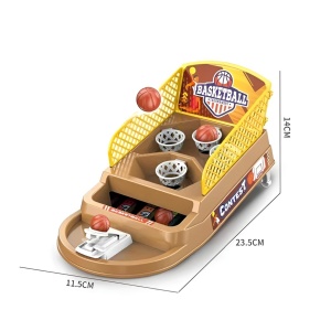 Joc de Masa Mini Baschet Interactiv pentru Copii, Flippy, 4 Cosuri, 3 Mingi Incluse, 23.5x11.5x14 cm, Maro - Img 4