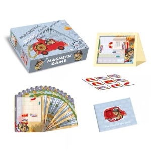 Joc educativ magnetic de interconectare, micul pompier, 15 nivele, 9 carti, pentru copii, +3 ani, multicolor - Img 2