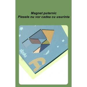 Joc Magnetic Tangram, tabla si forme diverse magnetice, 34 de piese, pentru copii, +3 ani, multicolor - Img 2