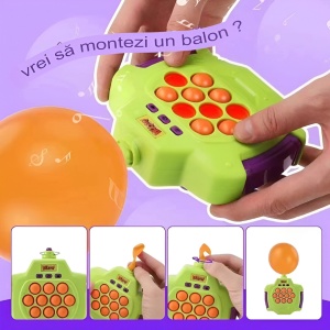 Joc Pop-It Antistres, Flippy, Electronic, 50 de Baloane, Muzica, 2 Moduri de Joc, Nivel Maxim 200, 14.5x13.5x5.7cm, Verde - Img 6