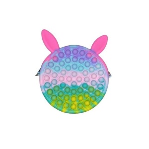 Jucarie antistres din silicon Flippy, Geanta Pop It, 16 cm, Iepuras, Macarons - Img 1