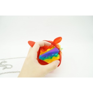 Jucarie antistres din silicon Flippy, Pop it Now and Flip It ,Mini Geanta, Iepuras, 6 cm, Curcubeu - Img 5