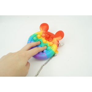 Jucarie antistres din silicon Flippy, Pop it Now and Flip It ,Mini Geanta, Soricel, 6 cm, Curcubeu - Img 4