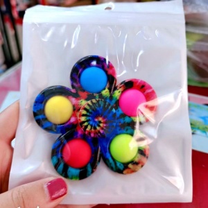 Jucarie antistres simple dimple fidget toy spinner cu 5 buline, Multicolor Rainbow - Img 4