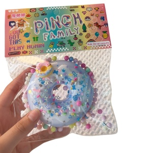 Jucarie Antistres Squishy, Flippy, cu Revenire Lenta, Model Gogoasa, 6x6 cm, 99g, Ambalaj Transparent, Albastru - Img 1