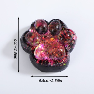 Jucarie Antistres Squishy, Flippy, cu Revenire Lenta, Model Labuta de Pisica cu Sclipici, 6.5x6 cm, 60g, Ambalaj Transparent, Roz-Negru - Img 4