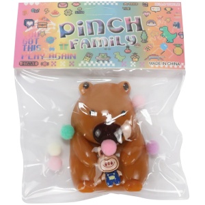 Jucarie Antistres Squishy, Flippy, cu Revenire Lenta, Model Urs, Ambalaj Transparent, 4.5 x 7.2 cm, Maro - Img 2
