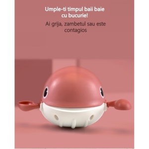 Jucarie de baie pentru copii, Flippy, balena roz - Img 4