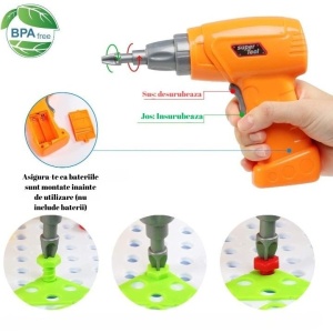 Jucarie Educativa Si Interactiva, Flippy, Set De Constructie Puzzle Din ABS Cu Bormasina Pentru Dezvoltatea Creativitatii Si A Indemanarii 2D si 3D, Valiza, +3, 31x7x25 cm, 336 Piese - Img 2