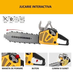 Jucarie Fierastrau Electric pentru Copii, Flippy, cu Sunete și Lumini, Joc de Rol Interactiv, +3 Ani, 43 x 10 x 18.5 cm, Portocaliu - Img 4