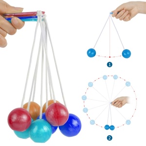 Jucarie interactiva cu bile, Flippy, Clackers ball, antistres, Visiniu, 40 mm - Img 4