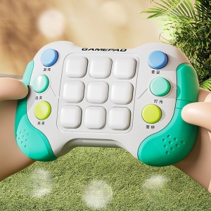 Jucarie Interactiva Flippy, Tip Consola Pop It, 6 butoane functionale, 5 Moduri de Joc, 600 Niveluri, + 3 ani, Verde/Gri - Img 4