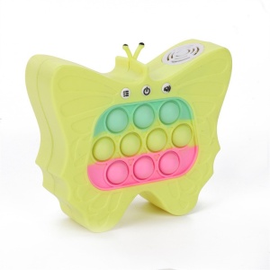 Jucarie Interactiva Tip Consola pentru Copii, Flippy, Diferite Moduri de Joc, 120 Nivele, Material ABS/silicon, cu Nivele, Sunete si Lumini, 12 x 5.5 x 13.5 cm cm, Model Fluture, Galben - Img 2